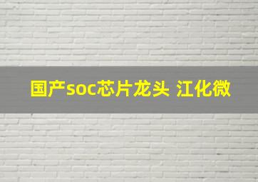 国产soc芯片龙头 江化微